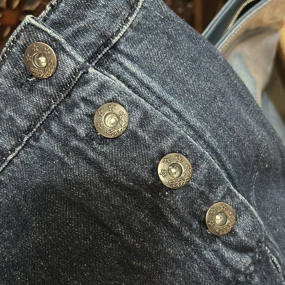 Free People Side-Button Sailor Denim Hot Pants/Shorts - Picture 3 of 7